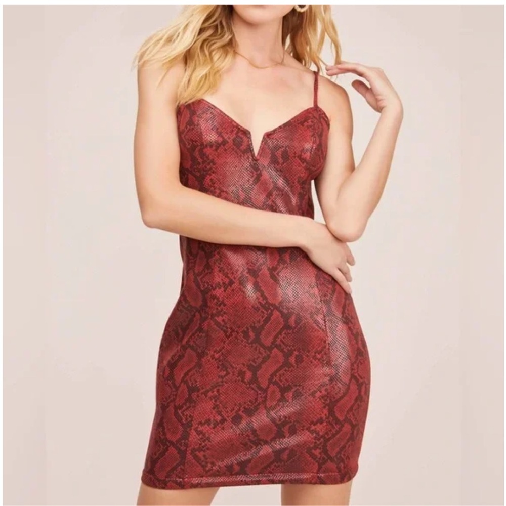 ASTR the label red snake print mini dress Sz XS